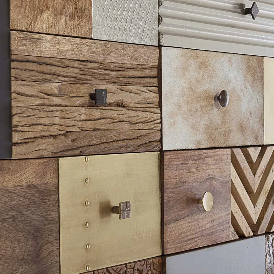 Příborník z mangového dřeva 2 dveře 4 zásuvky Etnický styl Homemotion - Auriel Viadurini