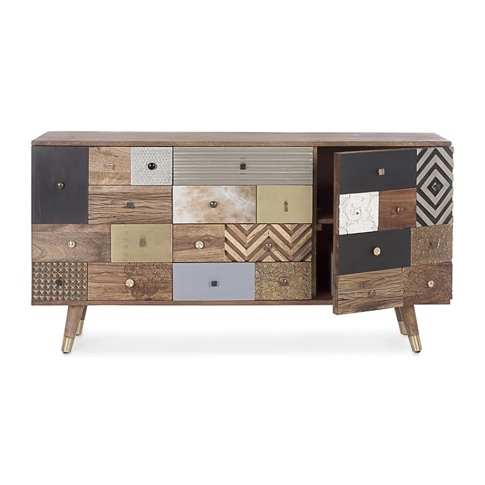 Příborník z mangového dřeva 2 dveře 4 zásuvky Etnický styl Homemotion - Auriel Viadurini