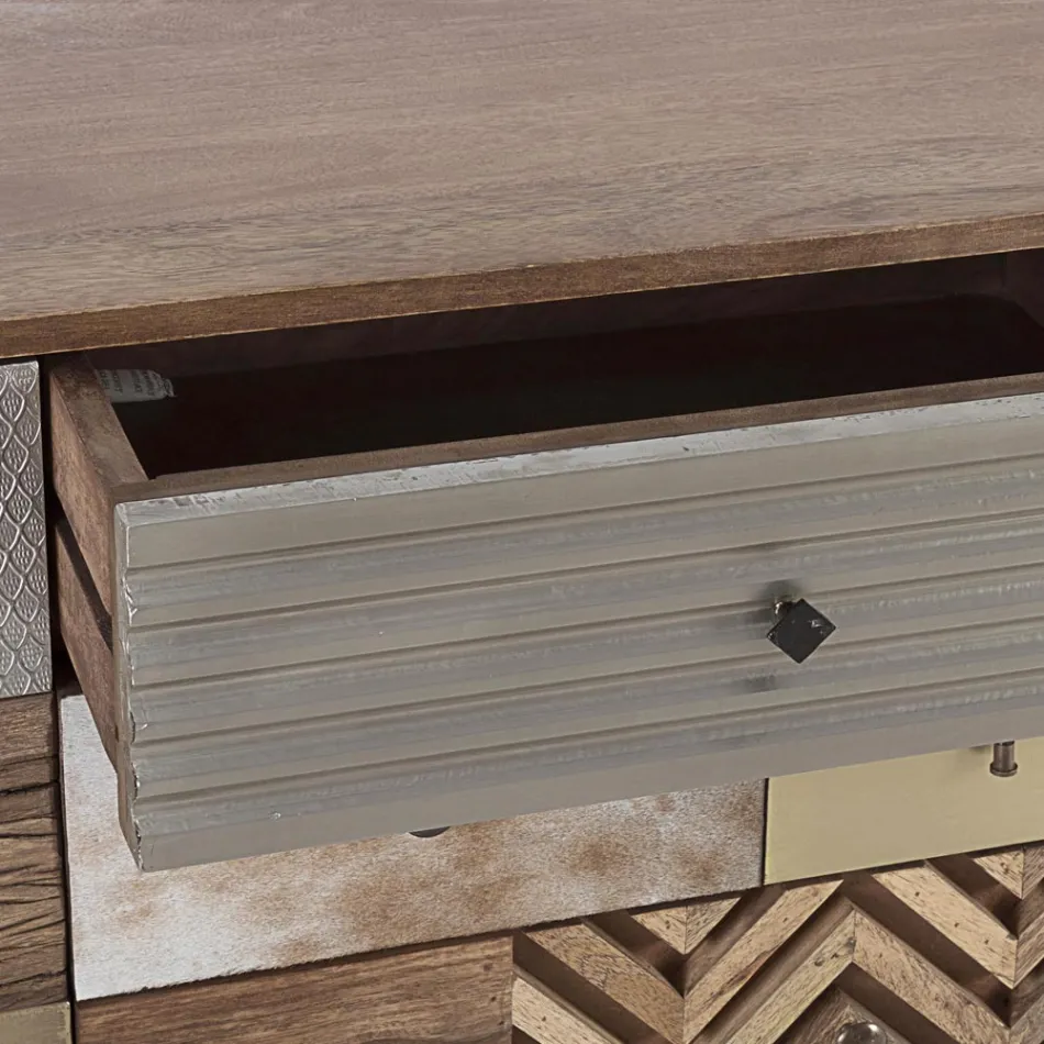 Příborník z mangového dřeva 2 dveře 4 zásuvky Etnický styl Homemotion - Auriel Viadurini