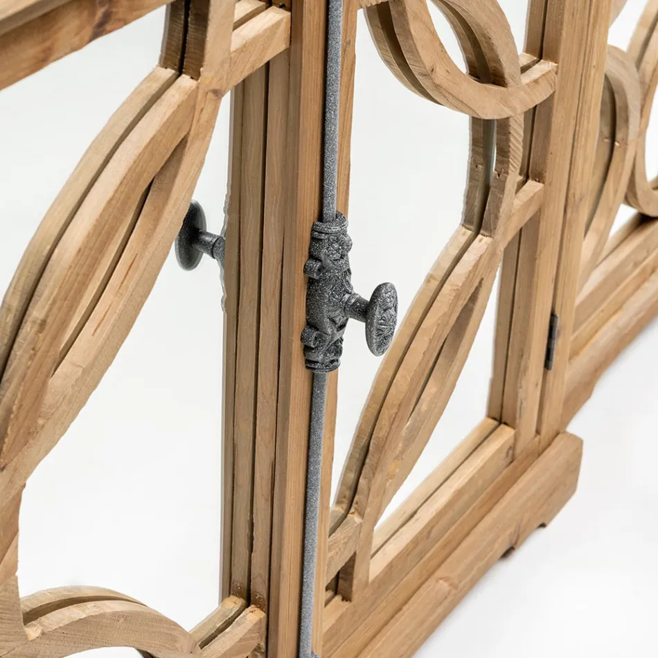 Příborník z přírodní borovice se zrcadlovými dvířky - Agnone Viadurini