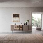 Příborník z ekologického dřeva, skla a kovu pro 4dveřový luxusní obývací pokoj - Bruno Viadurini
