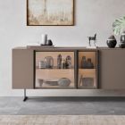 Příborník z ekologického dřeva, skla a kovu pro 4dveřový luxusní obývací pokoj - Bruno Viadurini