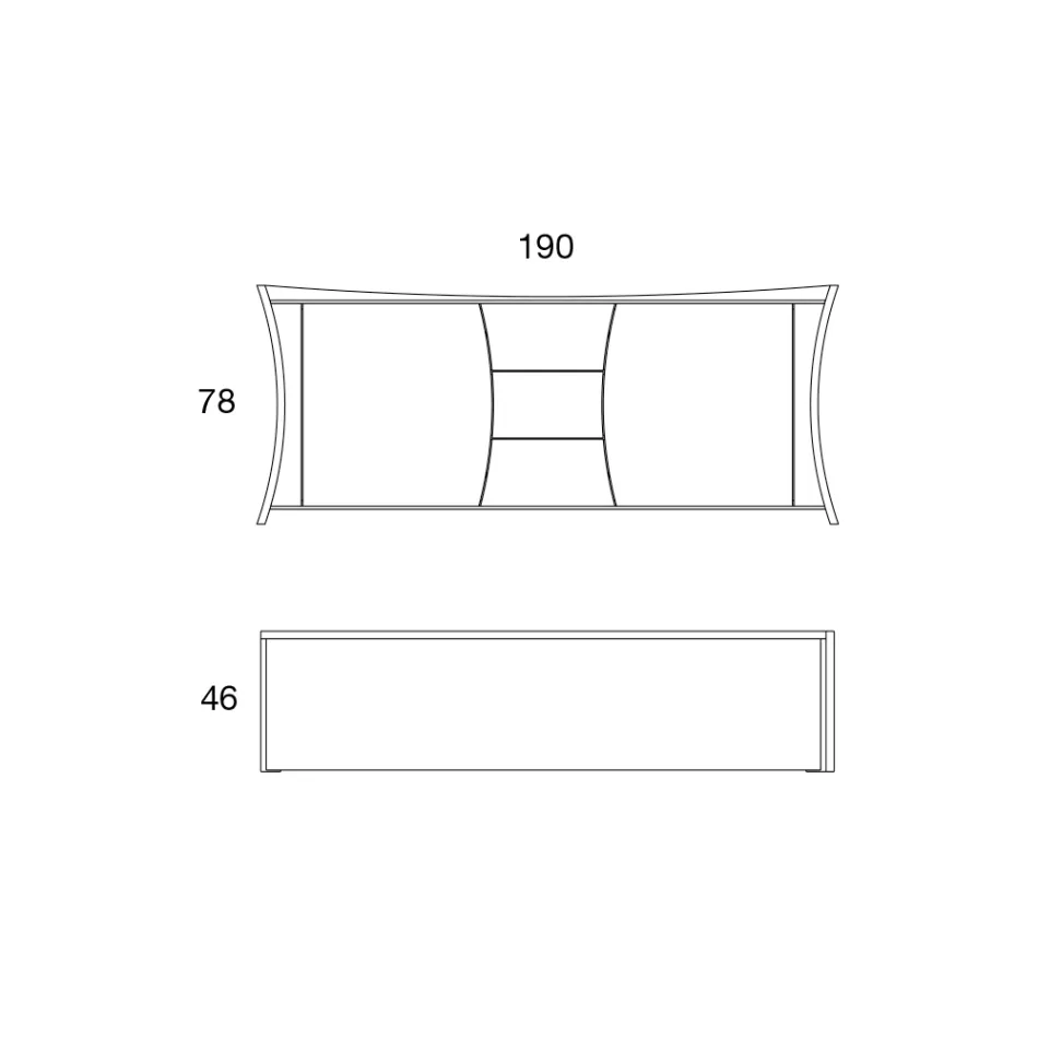 Příborník z lakovaného dřeva, 2 dveře, 3 zásuvky, křivočarý italský design – Celio Viadurini