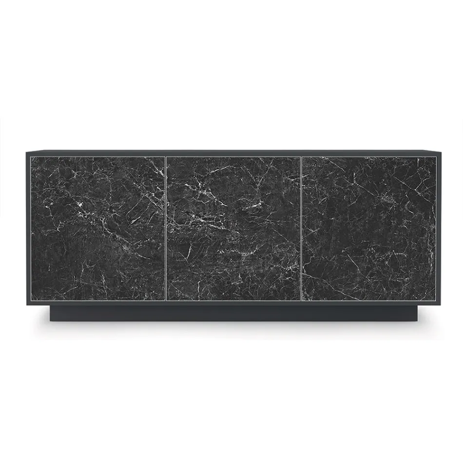 Příborník z lakovaného dřeva se 2 nebo 3 keramickými dvířky Vyrobeno v Itálii - Fiorenza Viadurini