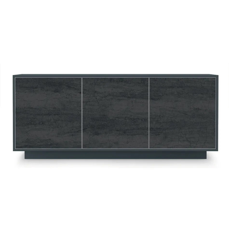 Příborník z lakovaného dřeva se 2 nebo 3 keramickými dvířky Vyrobeno v Itálii - Fiorenza Viadurini