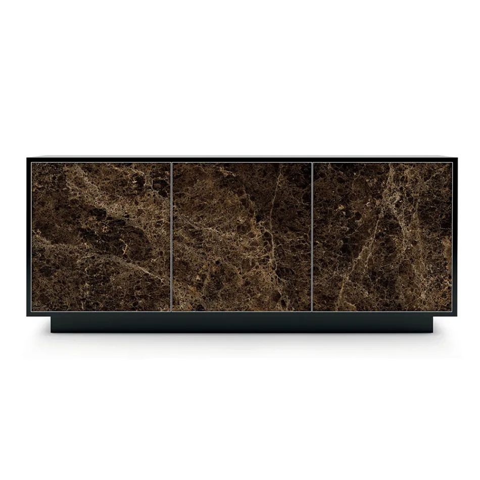 Příborník z lakovaného dřeva se 2 nebo 3 keramickými dvířky Vyrobeno v Itálii - Fiorenza Viadurini