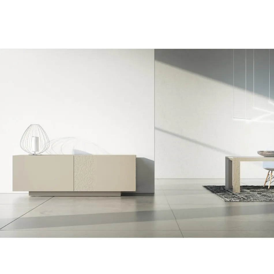 Mdf příborník s podstavcem a zdobenými dvířky Made in Italy - Deodara Viadurini