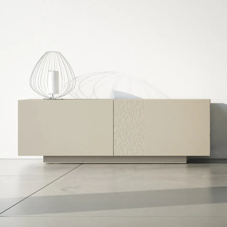 Mdf příborník s podstavcem a zdobenými dvířky Made in Italy - Deodara Viadurini