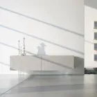 Příborník ve světle šedé Mdf se skleněnými nohami Made in Italy - Germena Viadurini