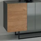 Příborník z melaminu se 3 dubovými dvířky a zrcadlem. Vyrobeno v Itálii - Romina. Viadurini