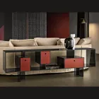 Skleněná příborník se třemi zásuvkami, elegantní design, vyrobeno v Itálii - Senera Viadurini