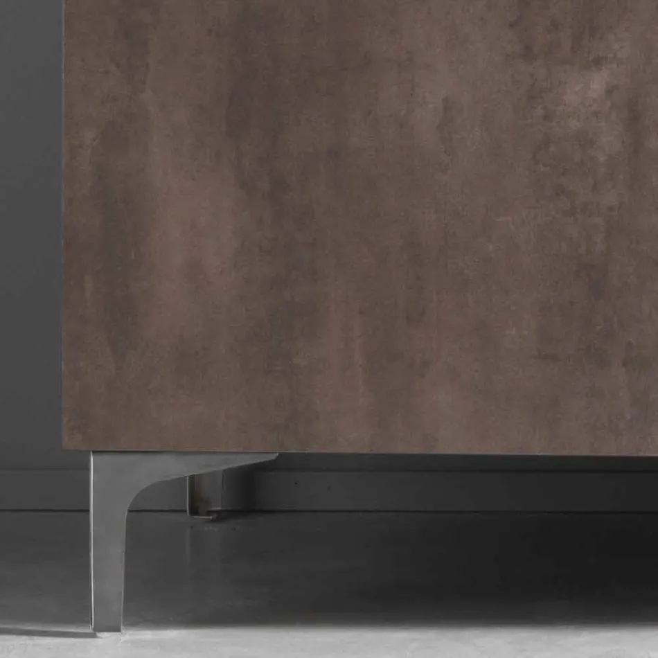 Moderní příborník se třemi dveřmi z bronzu nebo šedého melaminu v Itálii - Clemente Viadurini