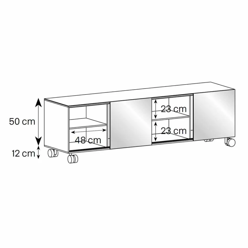 Moderní příborník na uzených skleněných kolech a keramických deskách vyrobených v Itálii - Sciocca Viadurini