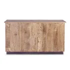 Příborník do obývacího pokoje z mangového dřeva a oceli se 2 dvířky a 3 zásuvkami - Sinfony Viadurini