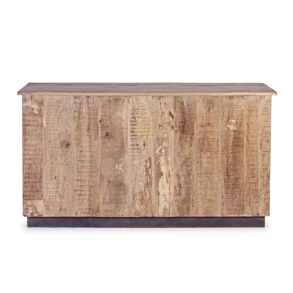 Příborník do obývacího pokoje z mangového dřeva a oceli se 2 dvířky a 3 zásuvkami - Sinfony Viadurini