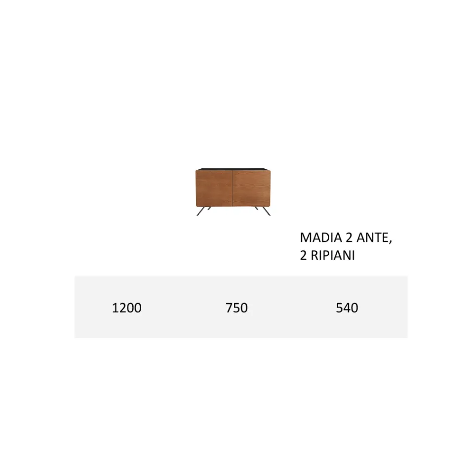 Příborník do obývacího pokoje z Mdf a masivního dřeva 2 nebo 3 dveře Made in Italy - Komora Viadurini