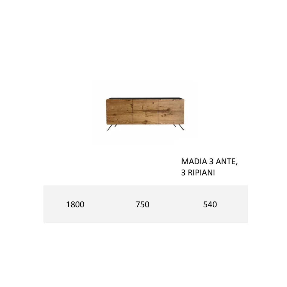 Příborník do obývacího pokoje z Mdf a masivního dřeva 2 nebo 3 dveře Made in Italy - Komora Viadurini