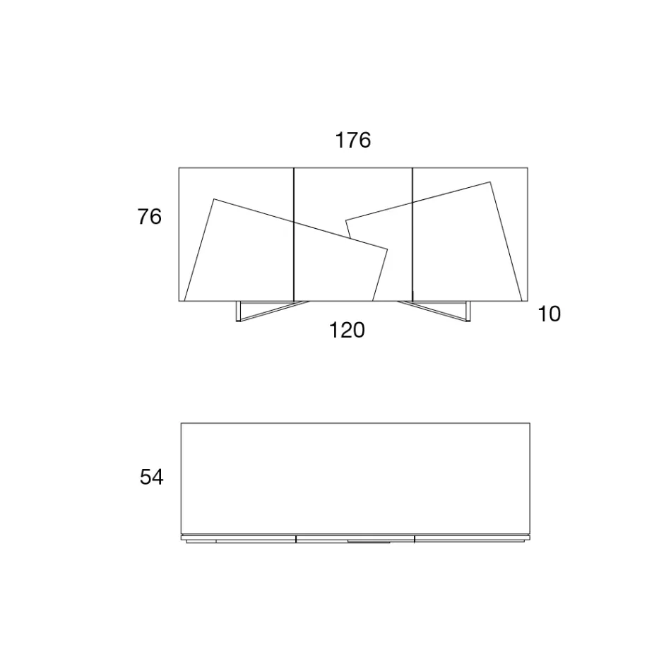 Příborník do obývacího pokoje z lakované Mdf 3 dveře s keramickými vložkami - Imperio Viadurini