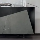 Příborník do obývacího pokoje z lakované Mdf 3 dveře s keramickými vložkami - Imperio Viadurini