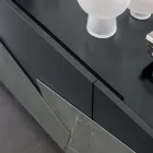 Příborník do obývacího pokoje z lakované Mdf 3 dveře s keramickými vložkami - Imperio Viadurini