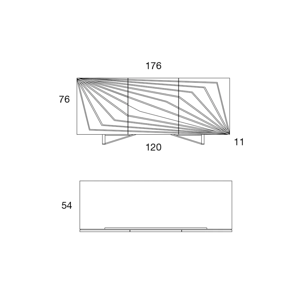 Příborník do obývacího pokoje z lakovaného Mdf 3dveřový se sítotiskem vkládáním - Saronno Viadurini