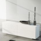 Příborník do obývacího pokoje v bílé lakované Mdf s basreliéfem Made in Italy - Acqua Viadurini