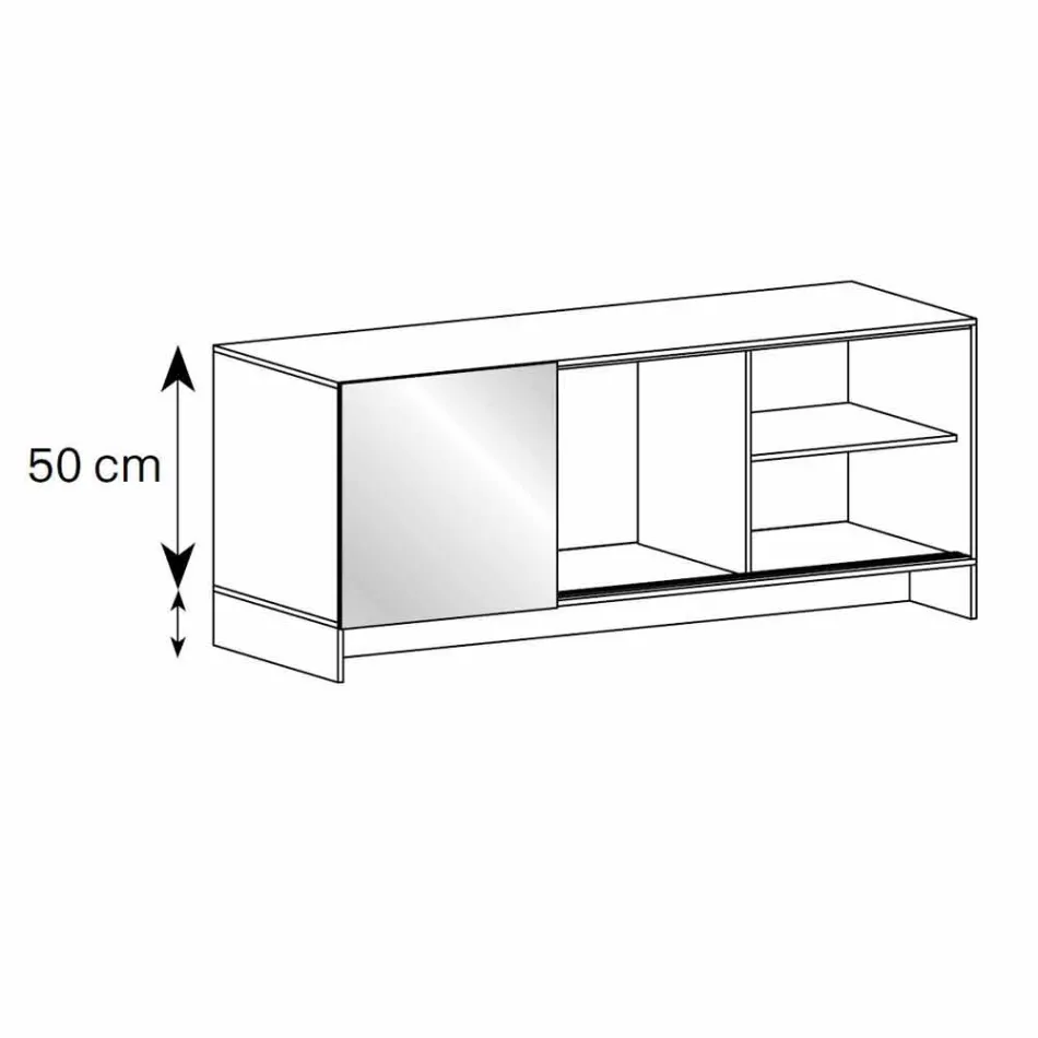 Příborník z obývacího pokoje z uzeného skla s bronzovými zrcadlovými dveřmi Vyrobeno v Itálii - hloupé Viadurini