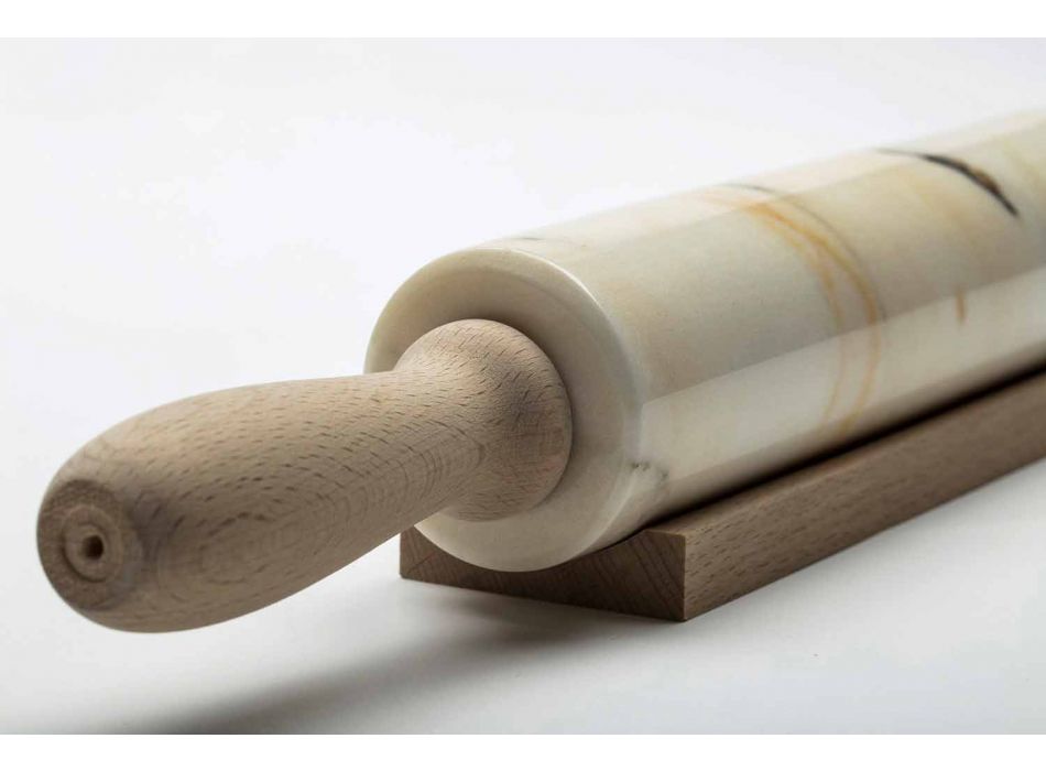 Mramorový váleček s dřevěnými držadly vyrobenými v Itálii - Senni Viadurini