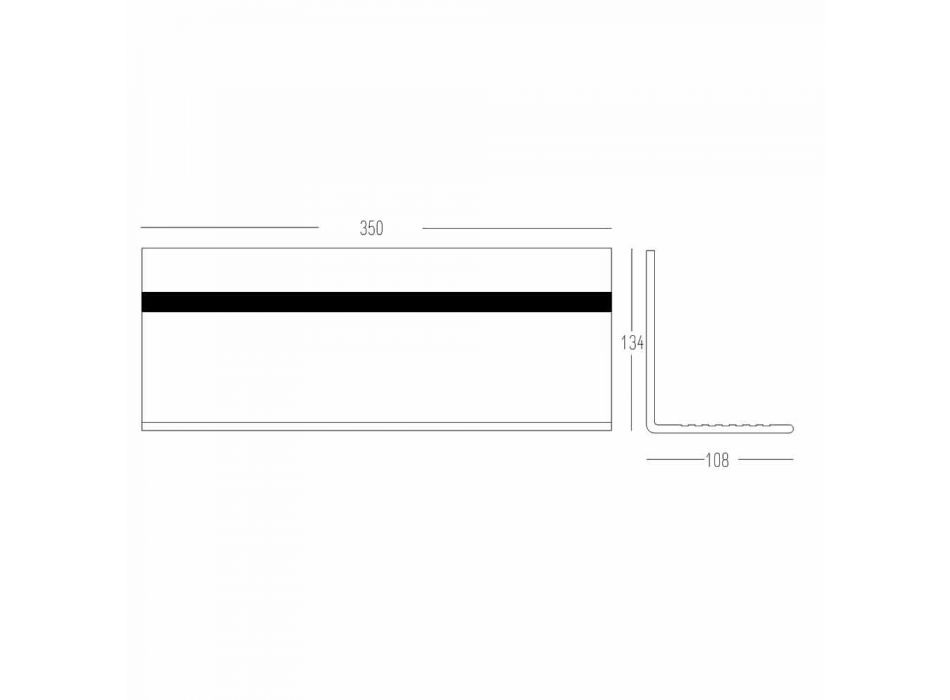 Nástěnná police v bílém Corianu nebo s černou vložkou 350 nebo 600 cm - Elono Viadurini