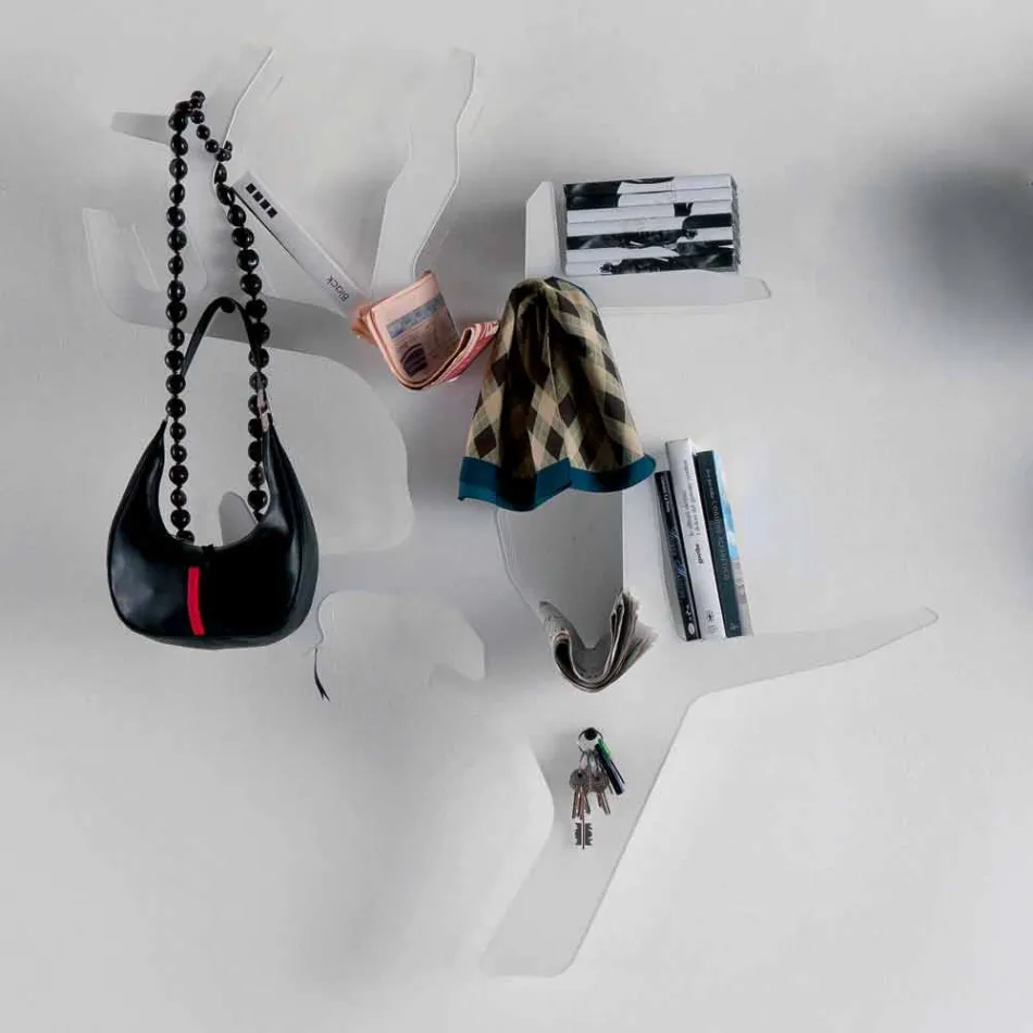 Nástěnná police z plexiskla s háčky na kabáty vyrobená v Itálii - neon Viadurini