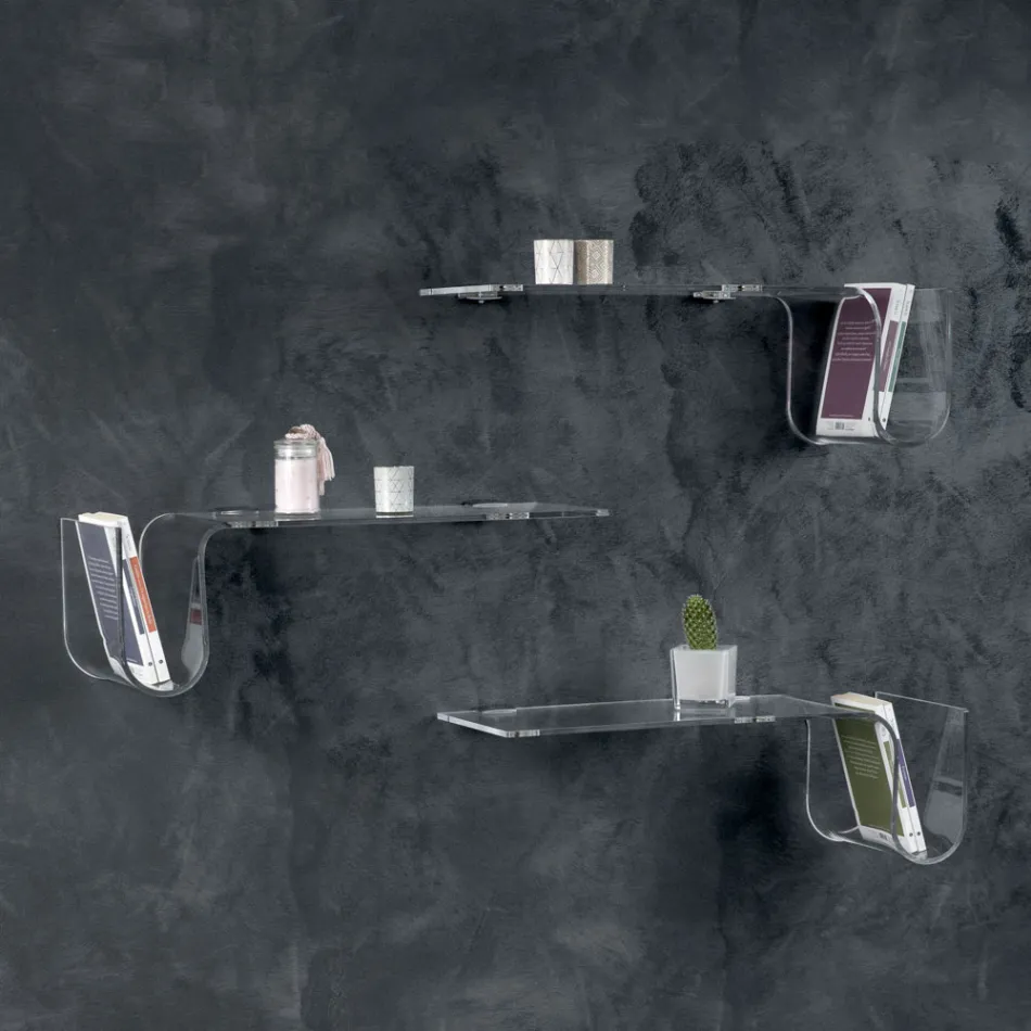 Designová police z průhledného akrylového křišťálu Made in Italy - Teride Viadurini