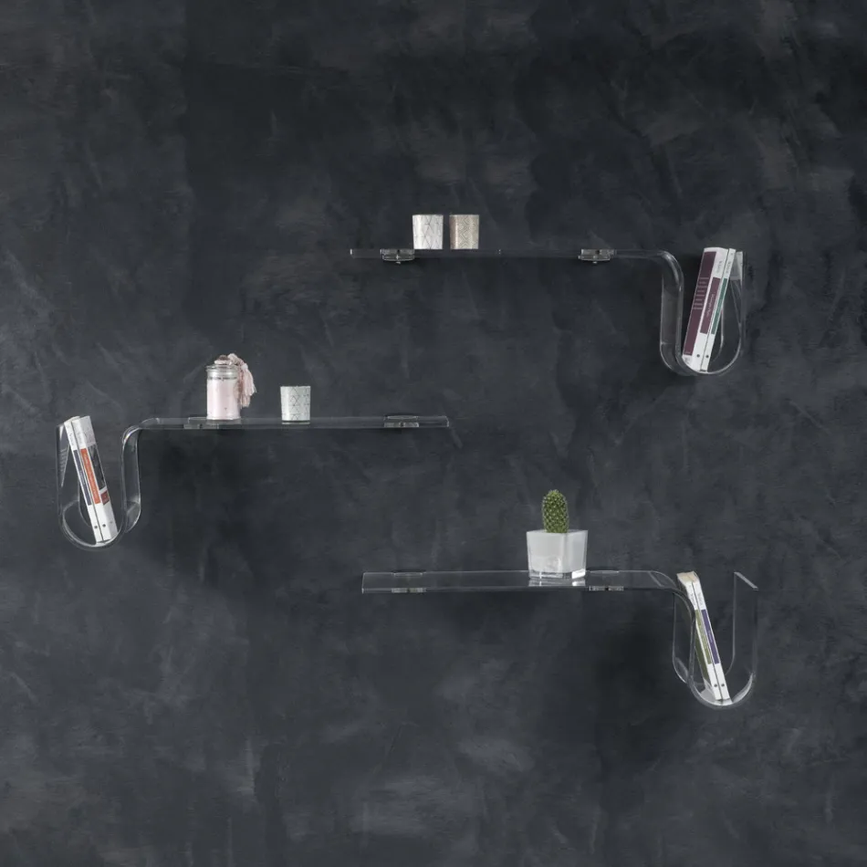 Designová police z průhledného akrylového křišťálu Made in Italy - Teride Viadurini