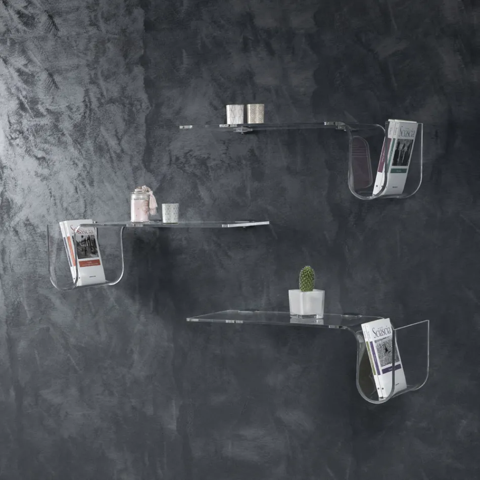 Designová police z průhledného akrylového křišťálu Made in Italy - Teride Viadurini