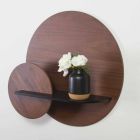 Modulární moderní police z ořechu a černě malované překližky - Amena Viadurini