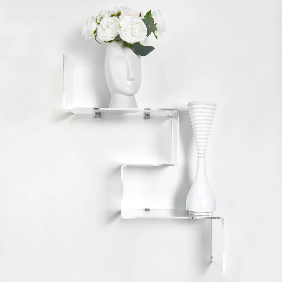 Transparentní police na předměty z plexiskla Made in Italy - Mufasa Viadurini