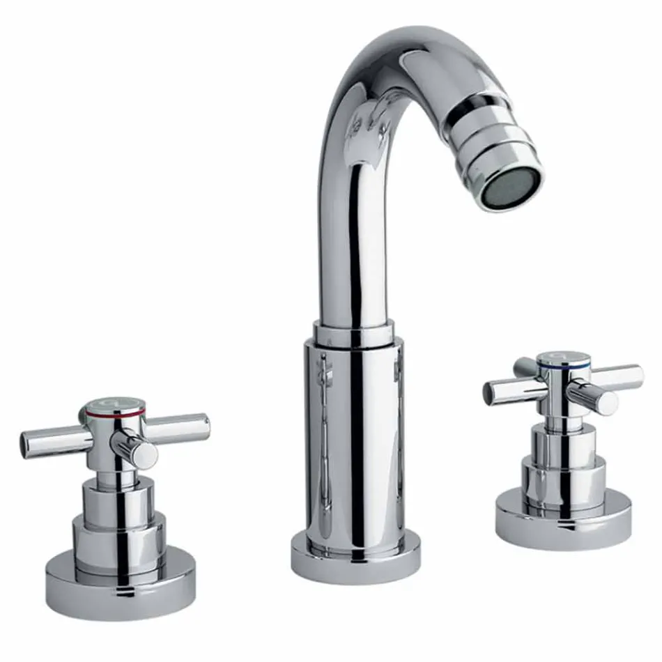 Klasický 3-otvorový mixér z chromované mosazi vyrobený v Itálii - Zumbo Viadurini