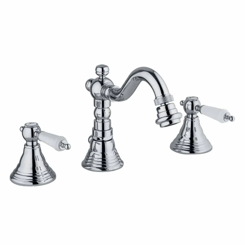 Tříotvorový mixér pro bidet v mosazném klasickém designu vyrobený v Itálii - Shelly Viadurini