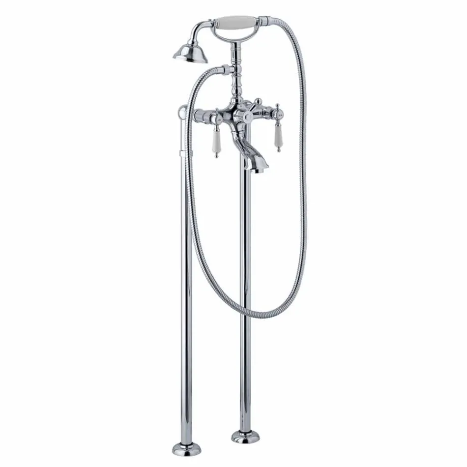 Sloupová baterie pro vanu se sprchou v mosazi vyrobené v Itálii - Shelly Viadurini