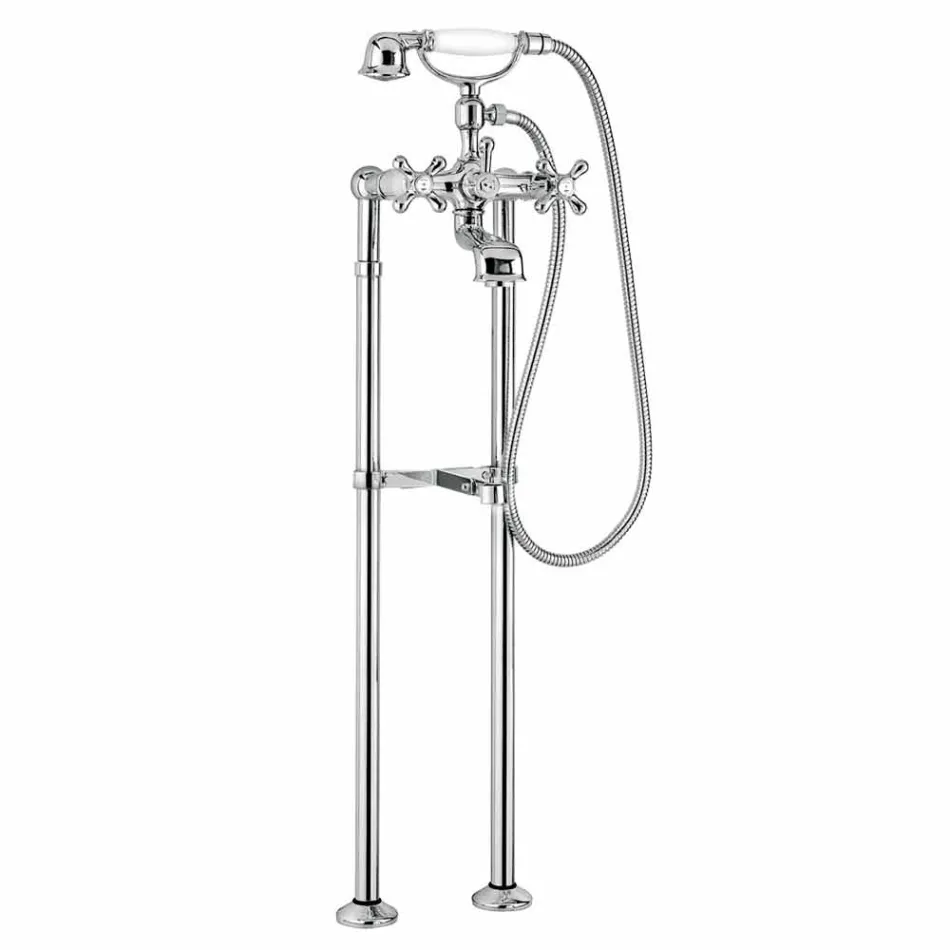 Klasický mixér na podlahovou vanu z mosazi vyrobený v Itálii - Panico Viadurini