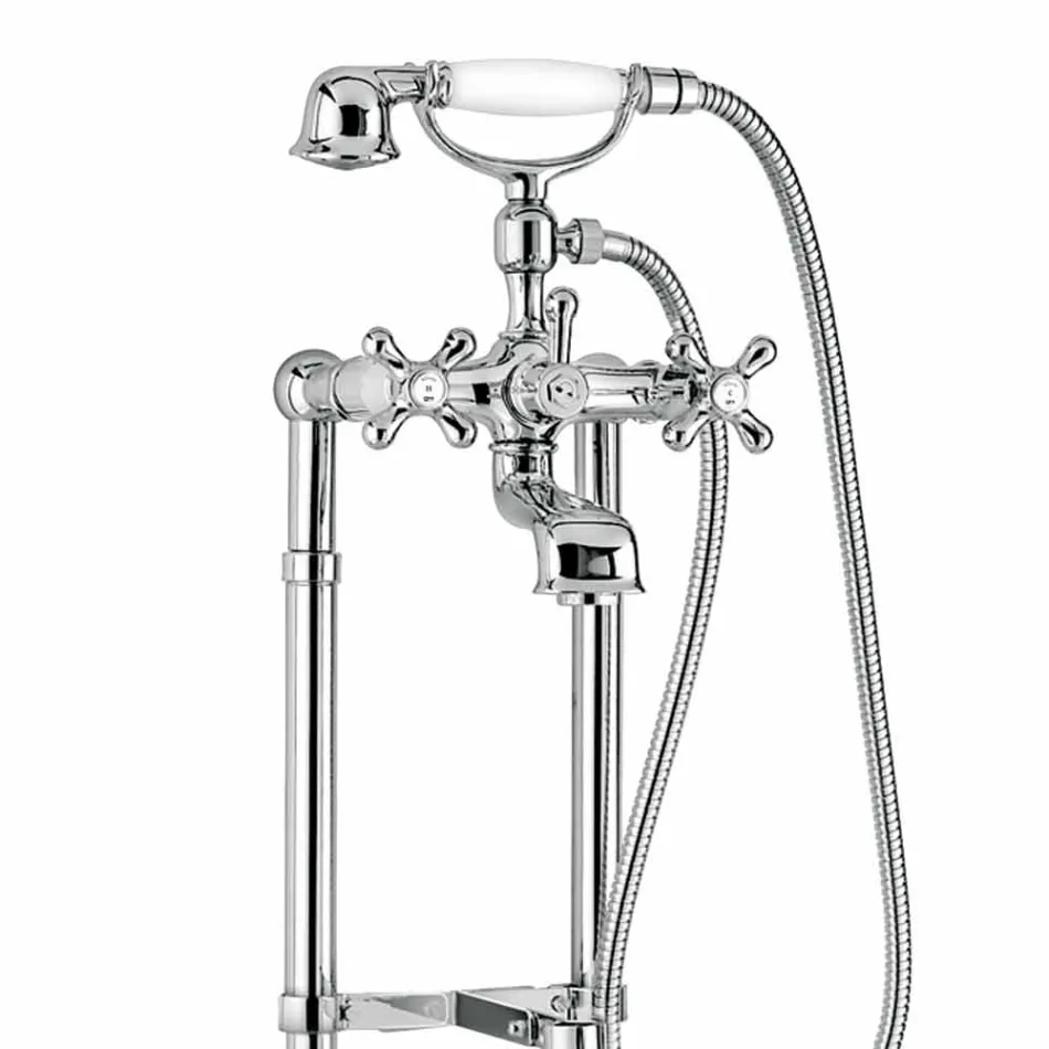 Klasický mixér na podlahovou vanu z mosazi vyrobený v Itálii - Panico Viadurini