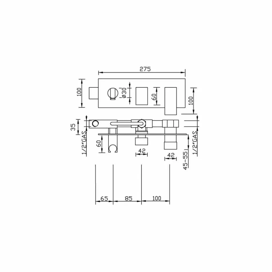 Vestavěná sprchová baterie s mosazným přepínačem vyrobená v Itálii - Panela Viadurini
