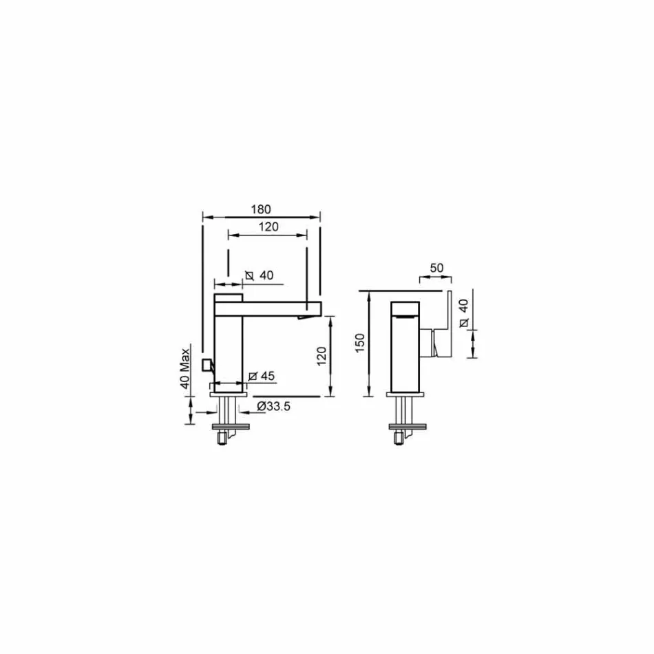Umyvadlová směšovací baterie s boční pákou designu Made in Italy - Panela Viadurini
