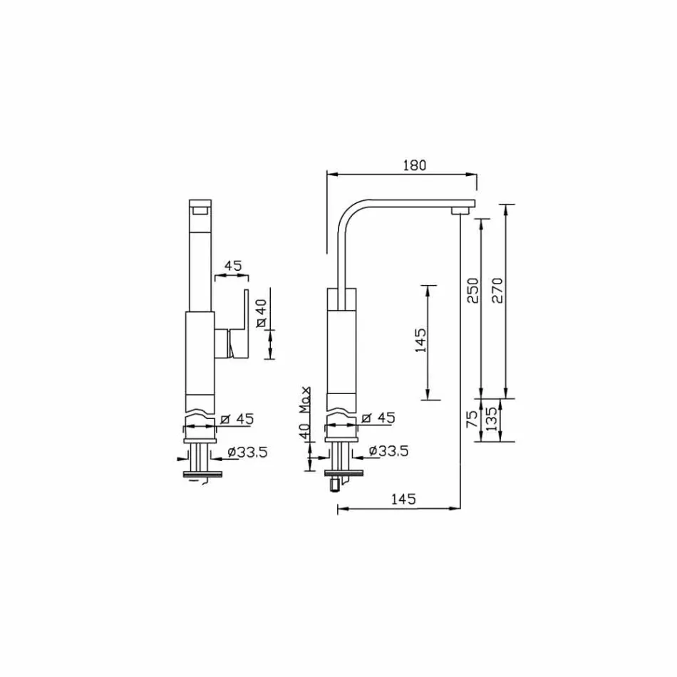 Vysoce otočný výtokový design koupelnové umyvadlové baterie vyrobené v Itálii - Panela Viadurini