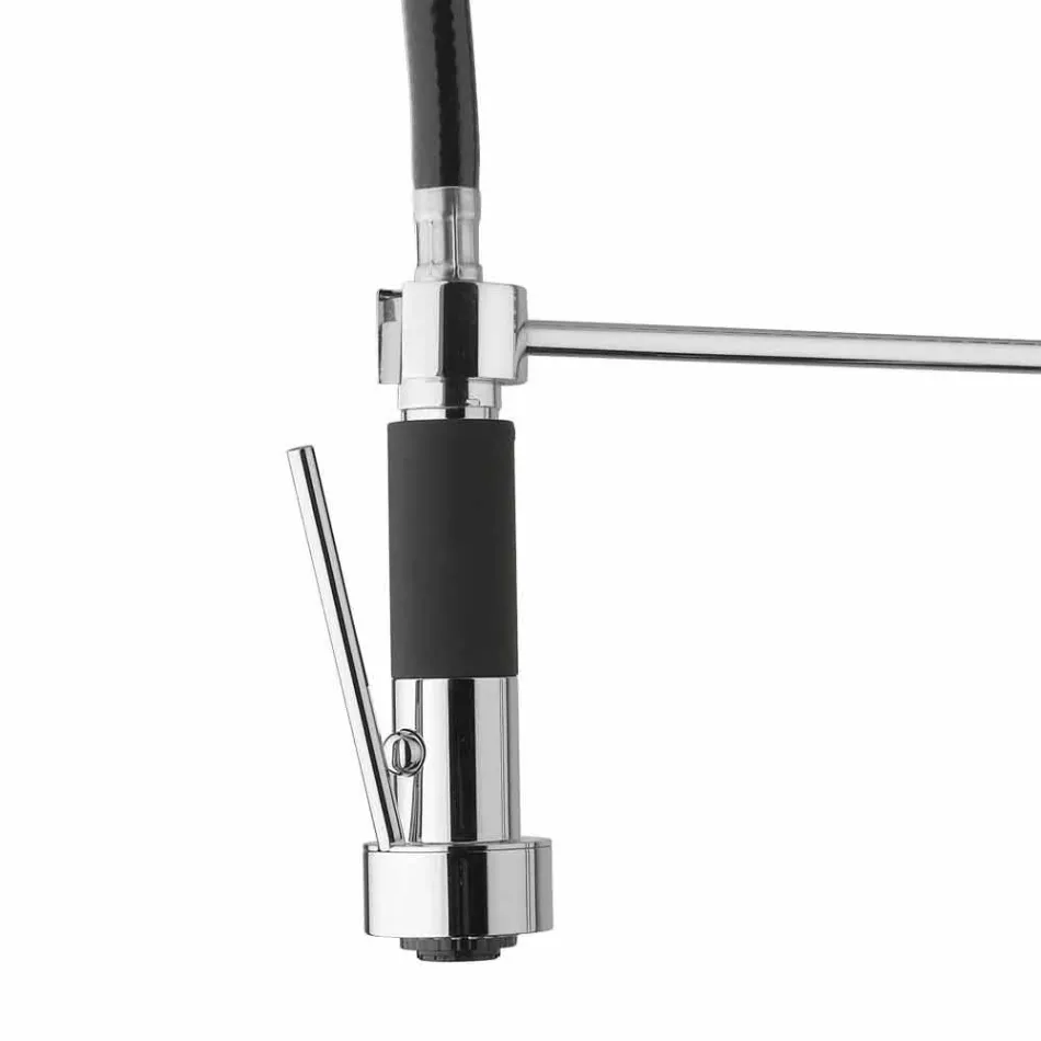 Chrome mosazná kuchyňská dřezová baterie se sprchou vyrobená v Itálii - Kondor Viadurini