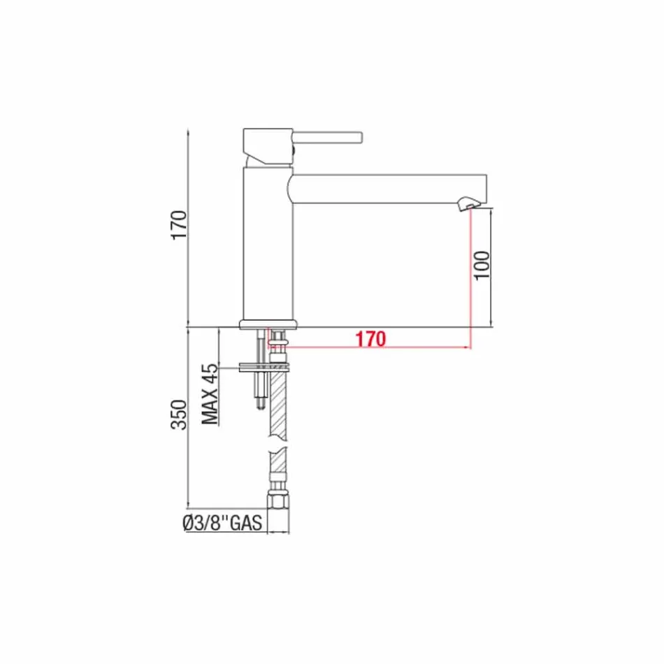 Mosazná umyvadlová baterie s výtokem 170 mm, středová vzdálenost Vyrobeno v Itálii - Ermia Viadurini