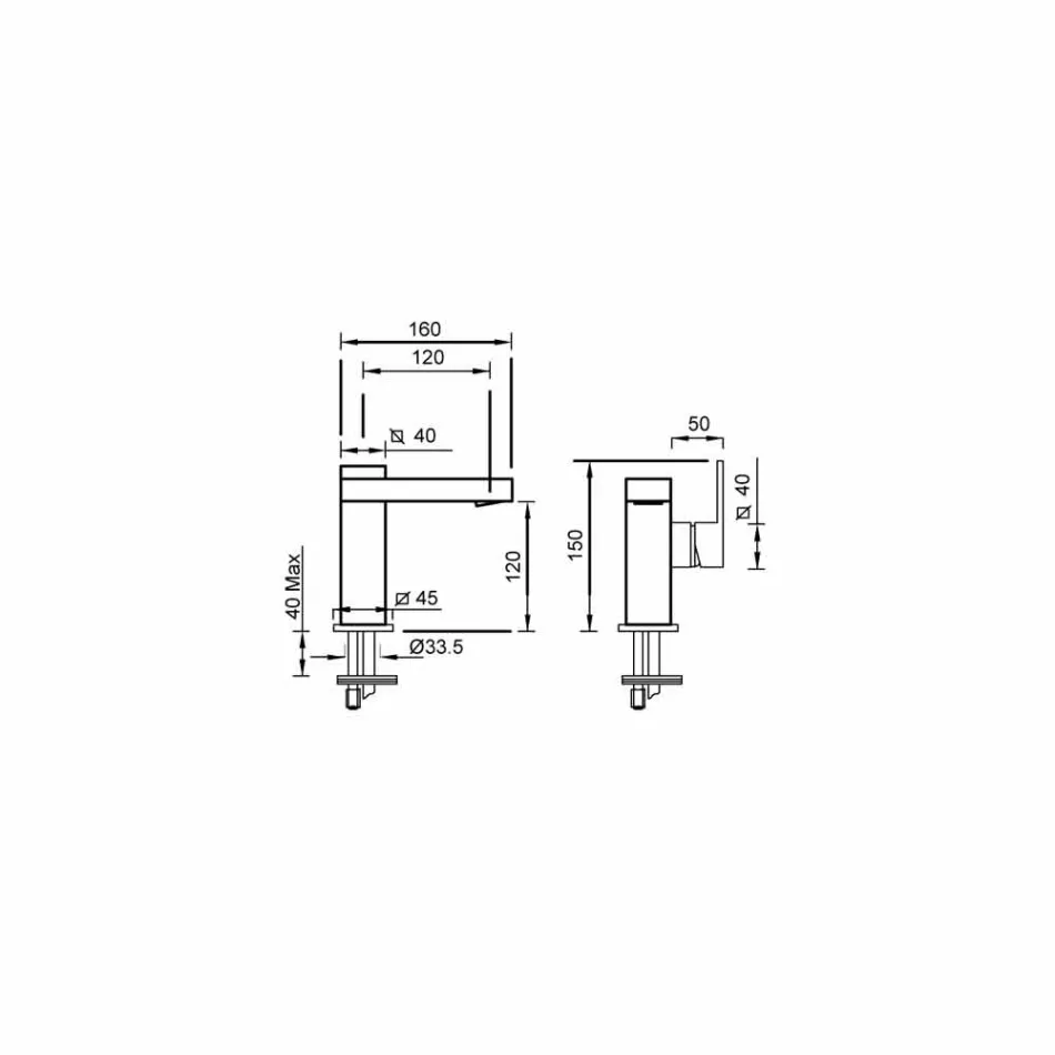 Páková umyvadlová baterie bez odtoku z mosazi vyrobená v Itálii - Panela Viadurini