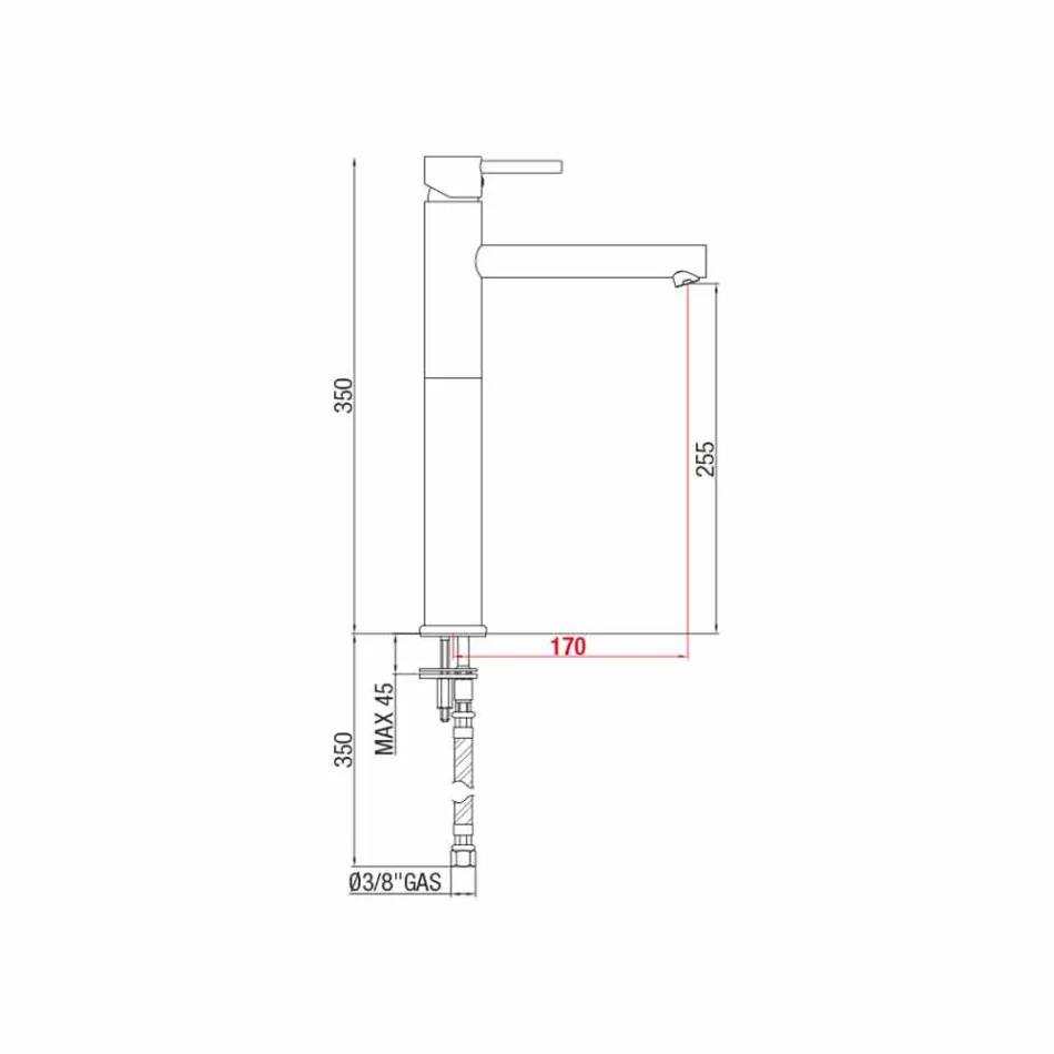 Rozšířená umyvadlová baterie z mosazi bez odtoku Made in Italy - Ermia Viadurini