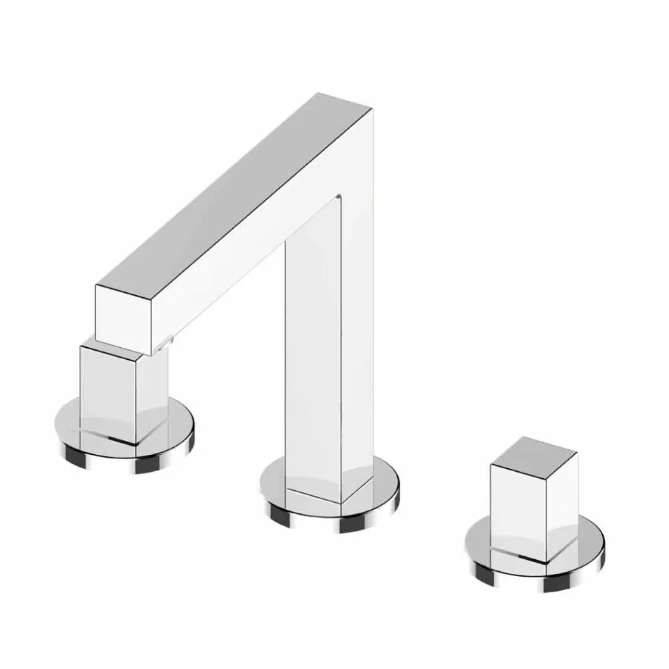 Moderní tříotvorová chromová koupelnová umyvadlová baterie - Girino Viadurini