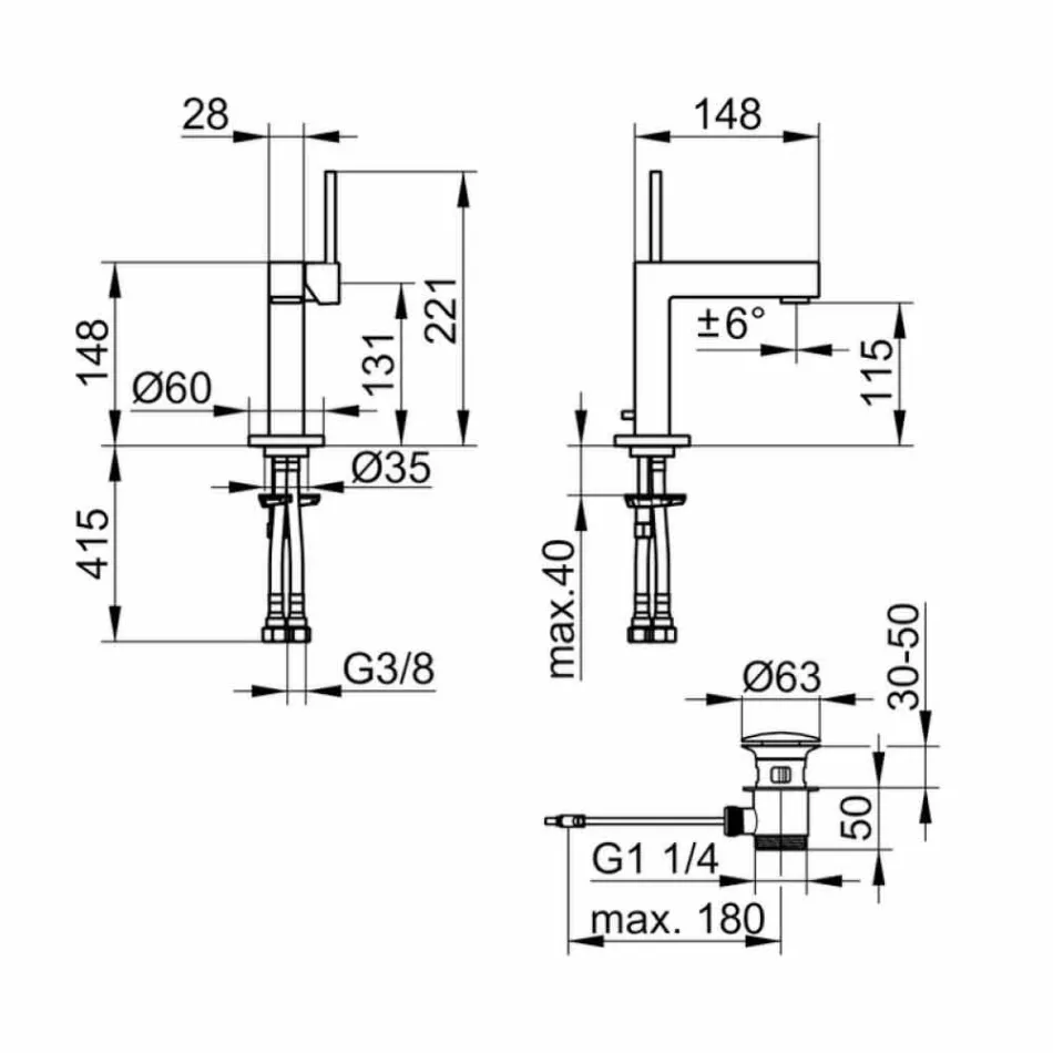 Moderní koupelnová umyvadlová baterie v chromovém provedení - Girino Viadurini
