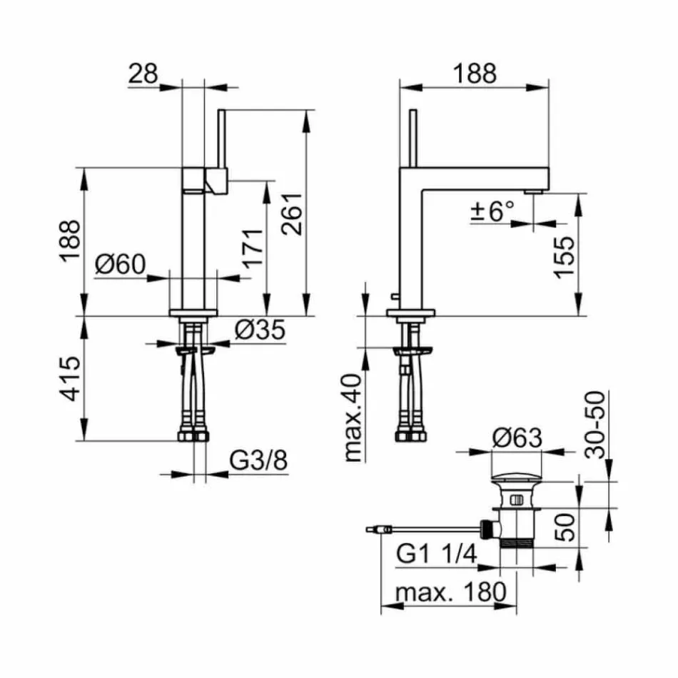 Moderní koupelnová umyvadlová baterie v chromovém provedení - Girino Viadurini